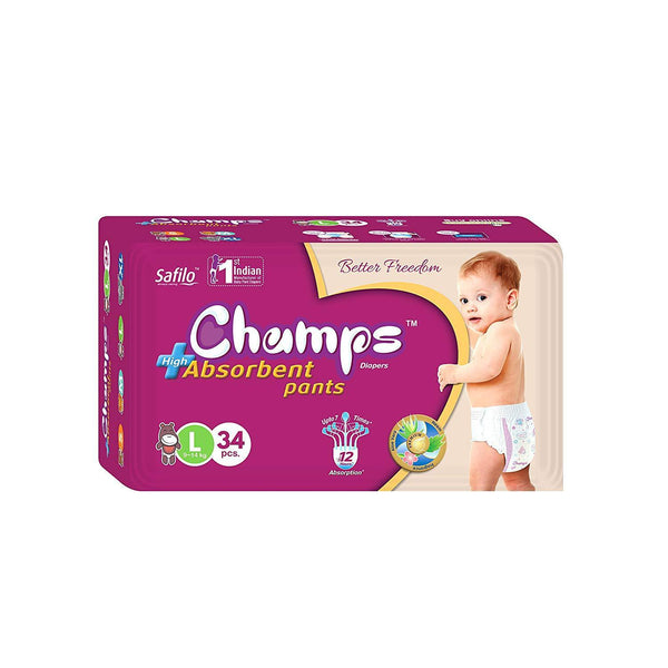 954 Premium Champs High Absorbent Pant Style Diaper Large Size 34 Pieces (954_large_34)