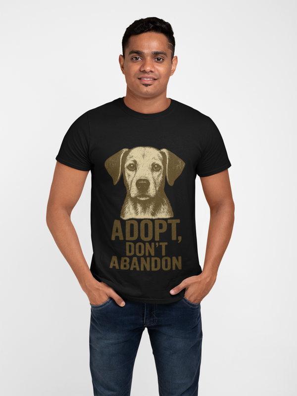 Dog Adoption Awareness, 100% Cotton Round Neck T-Shirt for Men