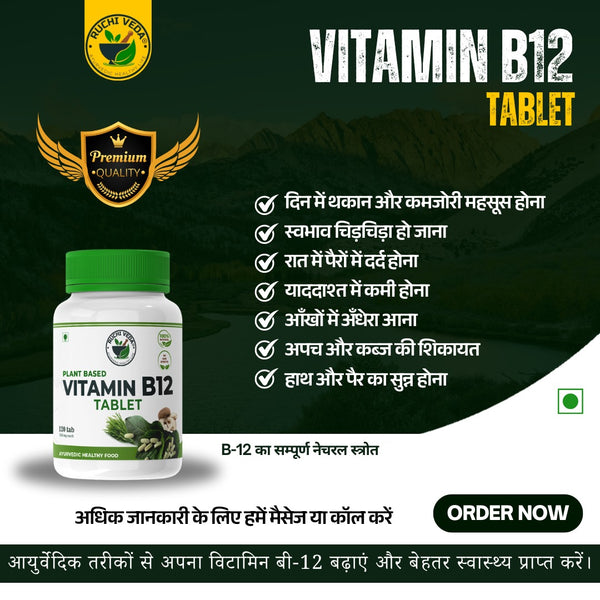 NAMHA INNOVATIVES/Plant-Based Vitamin B12 Tablet, Increased B12 Levels, Immunity Booster, and Digestive Health-120 tablets