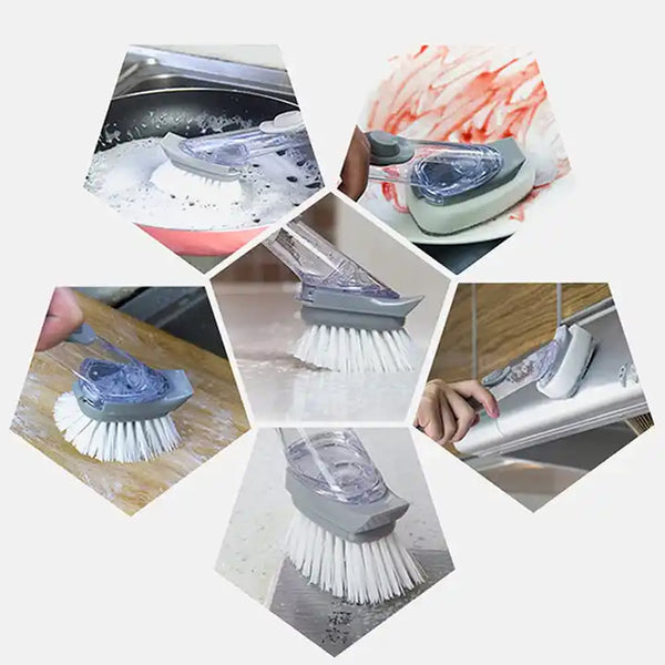 Home  Kitchen Cleaning Brushes Scrubber Soap Dispenser Scrub Brush For Pans Pots And Bathtub Sink (5 In 1 )