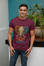 Hear The Roar Elephant Design T-Shirt, 100% Cotton,