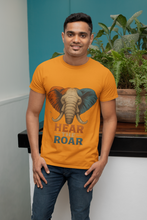 Hear The Roar Elephant Design T-Shirt, 100% Cotton,