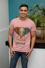 Hear The Roar Elephant Design T-Shirt, 100% Cotton,