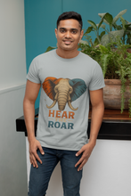 Hear The Roar Elephant Design T-Shirt, 100% Cotton,