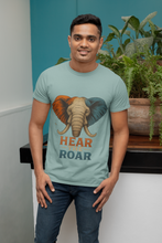 Hear The Roar Elephant Design T-Shirt, 100% Cotton,