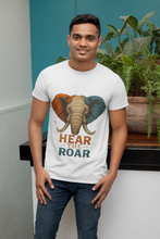 Hear The Roar Elephant Design T-Shirt, 100% Cotton,
