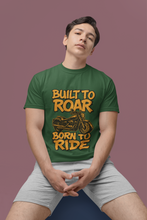 Motorcycle Enthusiast 100% Cotton T-Shirt, Built to Roar Born to Ride Design,