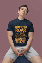 Motorcycle Enthusiast 100% Cotton T-Shirt, Built to Roar Born to Ride Design,