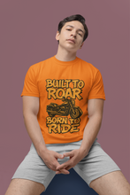 Motorcycle Enthusiast 100% Cotton T-Shirt, Built to Roar Born to Ride Design,