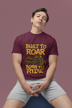 Motorcycle Enthusiast 100% Cotton T-Shirt, Built to Roar Born to Ride Design,