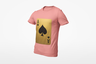 Ace of Spades Playing Card T-Shirt, Round Neck, 100% Cotton,