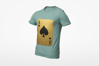 Ace of Spades Playing Card T-Shirt, Round Neck, 100% Cotton,