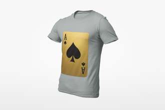 Ace of Spades Playing Card T-Shirt, Round Neck, 100% Cotton,