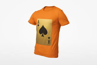 Ace of Spades Playing Card T-Shirt, Round Neck, 100% Cotton,