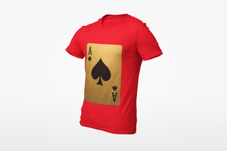 Ace of Spades Playing Card T-Shirt, Round Neck, 100% Cotton,