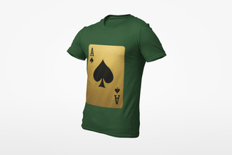 Ace of Spades Playing Card T-Shirt, Round Neck, 100% Cotton,