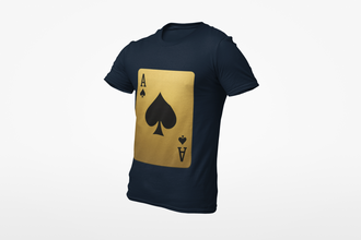 Ace of Spades Playing Card T-Shirt, Round Neck, 100% Cotton,
