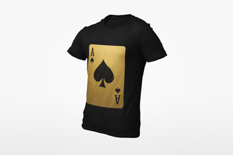 Ace of Spades Playing Card T-Shirt, Round Neck, 100% Cotton,