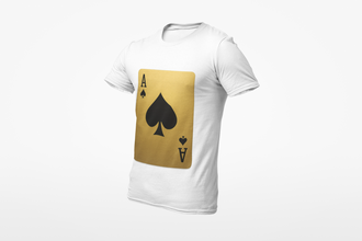 Ace of Spades Playing Card T-Shirt, Round Neck, 100% Cotton,
