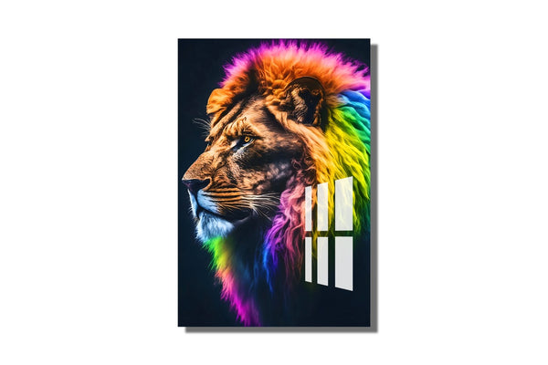 Colourful Lion, High-Definition Acrylic Photo Frame, Wall-Mounted, Frameless Design, Perfect for Anniversaries, Birthdays, and Special Moments, Unique Gift Idea