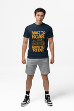 Motorcycle Enthusiast 100% Cotton T-Shirt, Built to Roar Born to Ride Design,