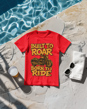 Motorcycle Enthusiast 100% Cotton T-Shirt, Built to Roar Born to Ride Design,