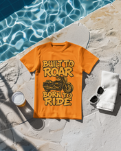 Motorcycle Enthusiast 100% Cotton T-Shirt, Built to Roar Born to Ride Design,