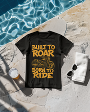 Motorcycle Enthusiast 100% Cotton T-Shirt, Built to Roar Born to Ride Design,