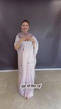 Satin Silk Printed Kaftan Saree With Unstitched Blouse