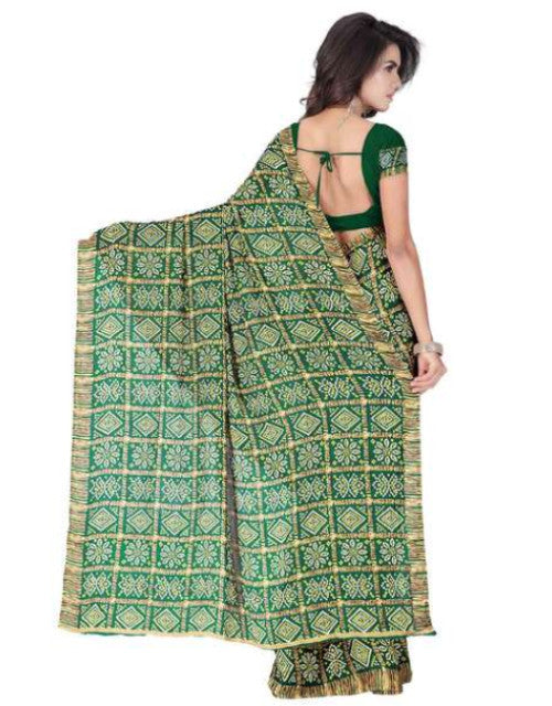 Printed Bandhani Georgette, Crepe Saree  (Multicolor)