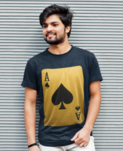 Ace of Spades Playing Card T-Shirt, Round Neck, 100% Cotton,