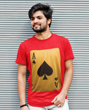 Ace of Spades Playing Card T-Shirt, Round Neck, 100% Cotton,