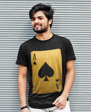 Ace of Spades Playing Card T-Shirt, Round Neck, 100% Cotton,
