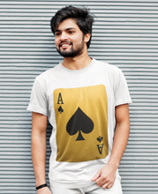 Ace of Spades Playing Card T-Shirt, Round Neck, 100% Cotton,