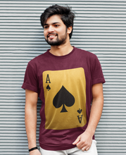 Ace of Spades Playing Card T-Shirt, Round Neck, 100% Cotton,