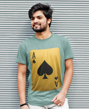 Ace of Spades Playing Card T-Shirt, Round Neck, 100% Cotton,