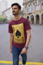 Ace of Spades Playing Card T-Shirt, Round Neck, 100% Cotton,