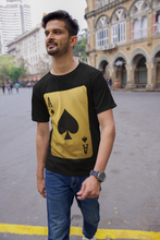 Ace of Spades Playing Card T-Shirt, Round Neck, 100% Cotton,