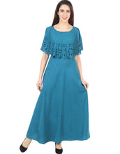 Women Solid Light Blue Maxi Dress